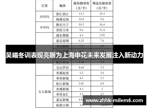 吴曦冬训表现亮眼为上海申花未来发展注入新动力